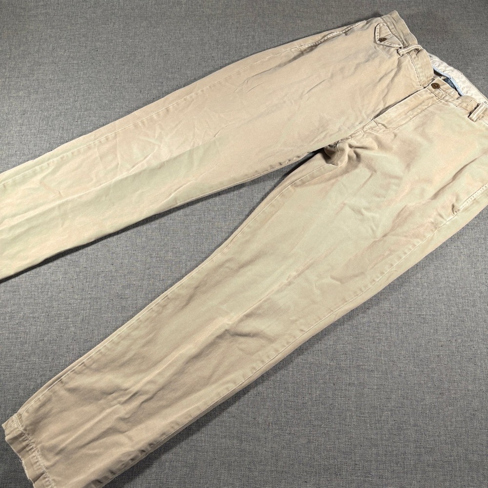 Vintage Polo Ralph Lauren Chino Pants Mens 33x32 Khaki Slim GI Cotton Twill Flap